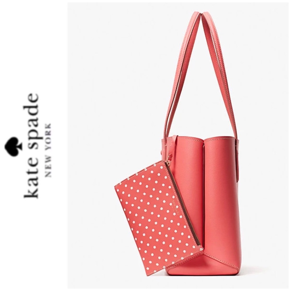 NWT Kate Spade leather tote and wristlet peach - Picture 5 of 8